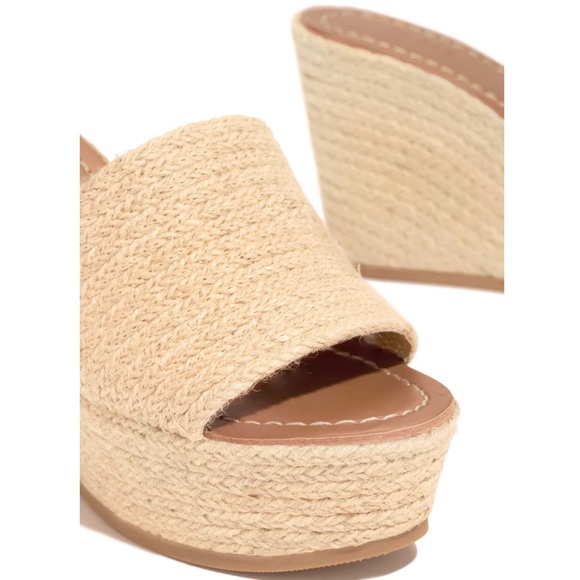 Jute Raffia Slip On Wedge Mules - Picture 2 of 10